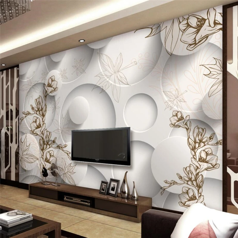 

BEIBEHANG Custom wallpaper mural photo Vintage line drawing Magnolia Maple Leaf Living Room 3D TV sofa backdrop wall paper