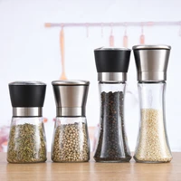 salt and pepper grinder solid wood spice pepper mill salt shaker glass salt and pepper grinder kitchen cooking tools