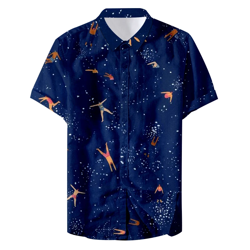 2019 Summer Comfortable Blue Fish Cute Print Custom Casual Shirt