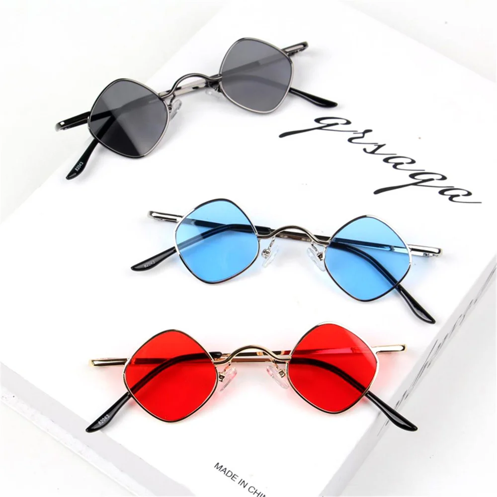 Детские Винтажные Солнцезащитные очки в металлической оправе с ромбовидным