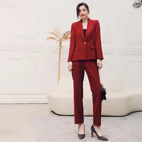 high quality temperament female office single button blazer pencil pants fashion long sleeved jacket casual elegant trousers