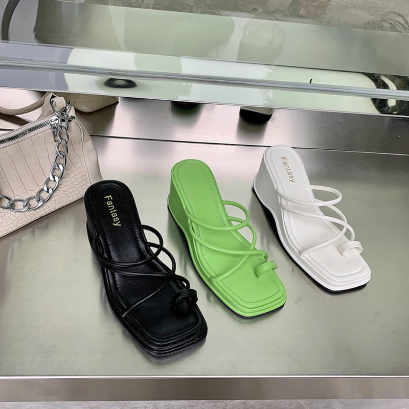 

Wedge Sandals For Women 2021 New Comfortable Luxury Designer Summer Fashion Casual Pinch Non-Slip Slippers Woman Chaussure Femme