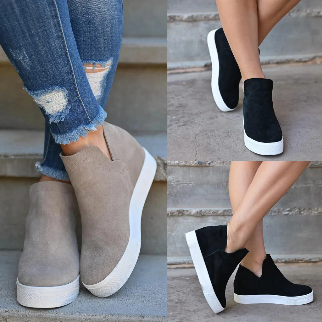 

Fashion sports shoes ladies shoes flat shoes wedges breathable comfortable Lok Fu shoes casual shoes black gray