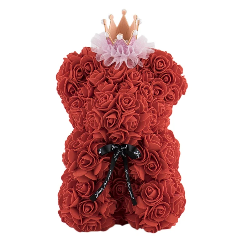 Пенопластовый Искусственный розовый медведь с короной и милым бантом из ленты