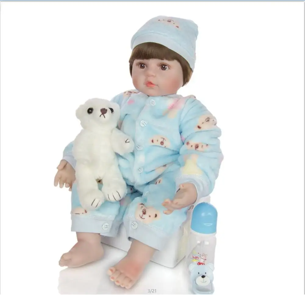 blue boy doll Прямая поставка 60 см Силиконовые мягкие виниловые детские куклы реалистичные Близнецы принцесса Reborn для маленьких мальчиков куклы для девочек детские подарки на день рождения - Цвет: blue boy doll