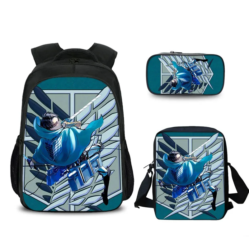 Набор из 3 предметов с принтом атака на титанов школьный ранец плечо для учеников