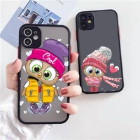 cute animal owl phone case for iphone 13 12 11 mini pro xr xs max 7 8 plus x matte transparent back cover