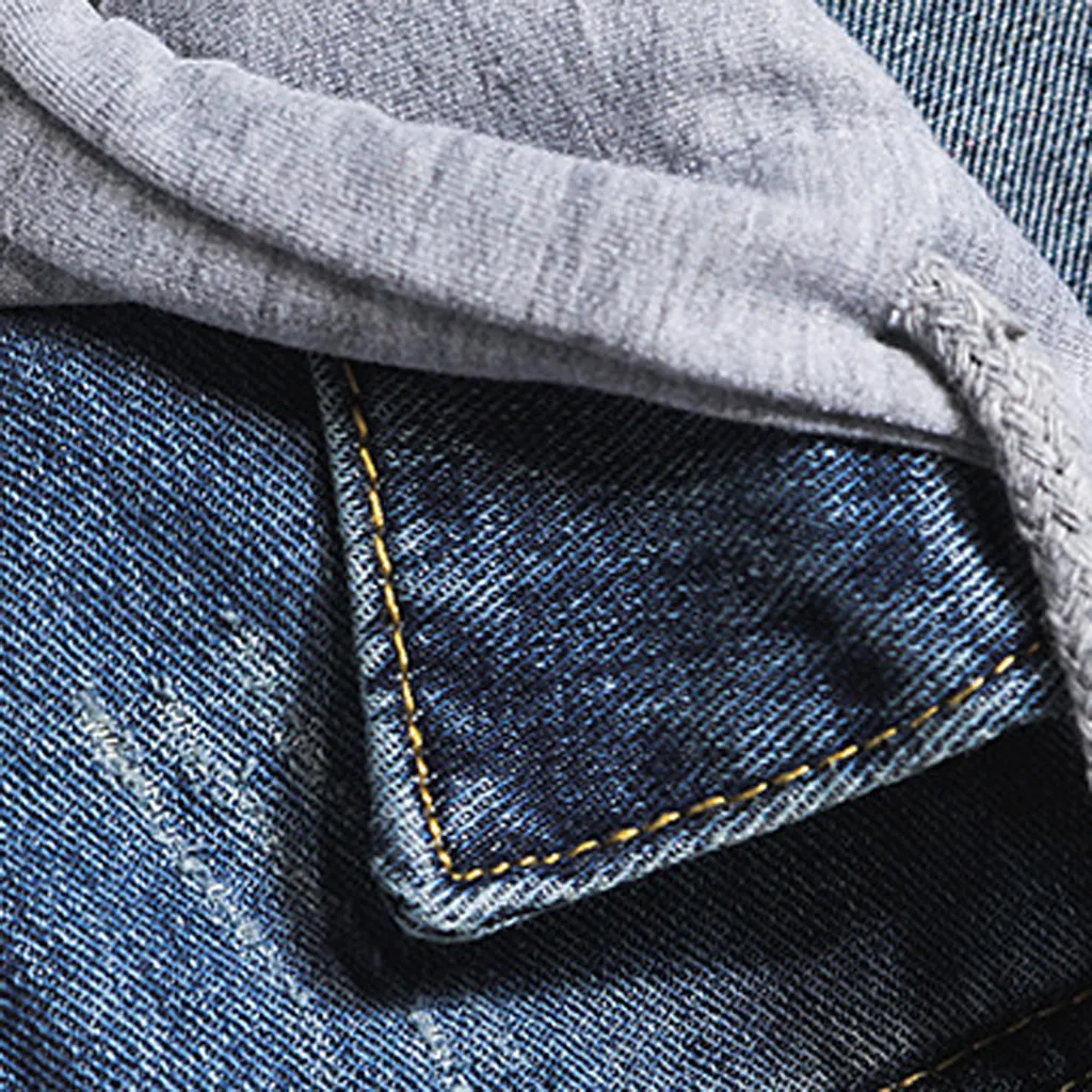 Женская джинсовая куртка Повседневная с длинным рукавом в стиле ретро капюшоном