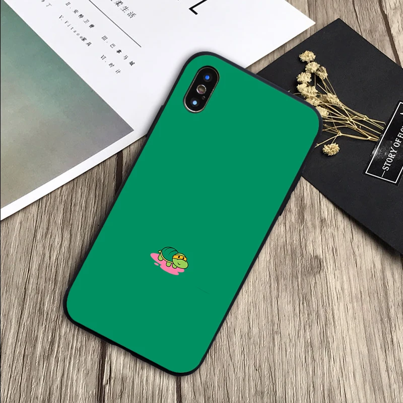 Чехол с зеленым минималистским рисунком мягкий силиконовый черный чехол для