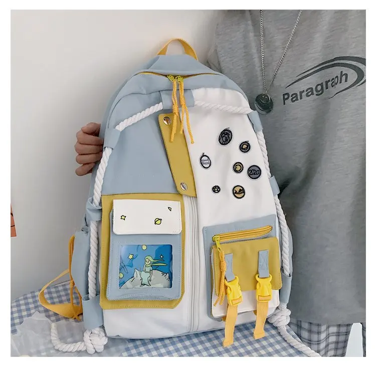 

Personalized creative cartoon cute girl students school bag school style leisure color matching large capacity backpack