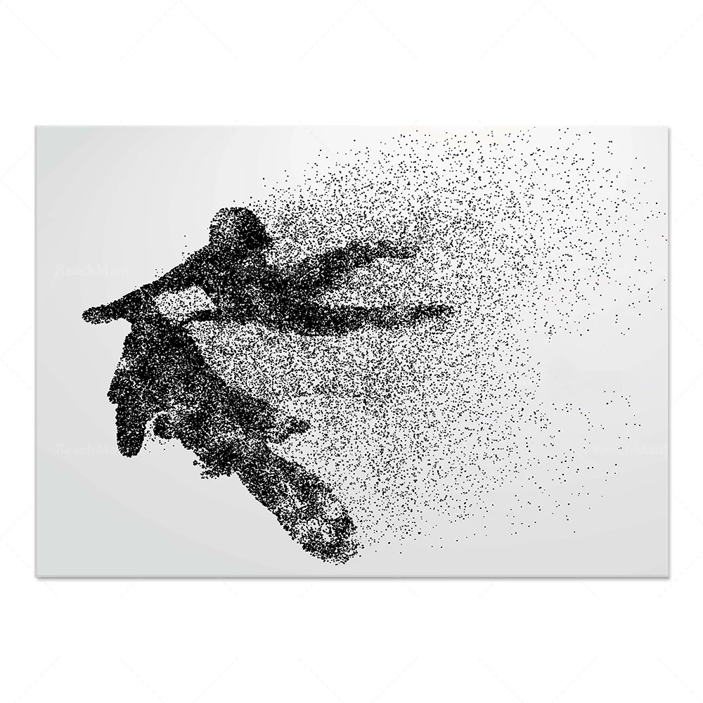 Мотокросс Ена арт-деко картина-4 постера фото-мальчик и девочка спальня