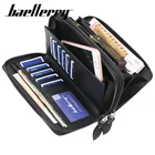 Деловой брендовый Длинный кошелек Baellerry для мужчин, бумажники из искусственной кожи на двойной молнии, клатч для мужчин, кредитница, сумочка для телефона