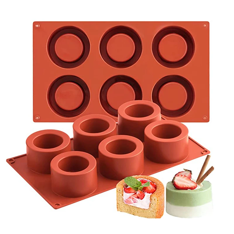 6 Cavity Cylinder Cup Shape Mousse Cake Mold For Making Chocolate Muffin Ice Shot Glass Mold Flower Plant Pot Concrete Mold