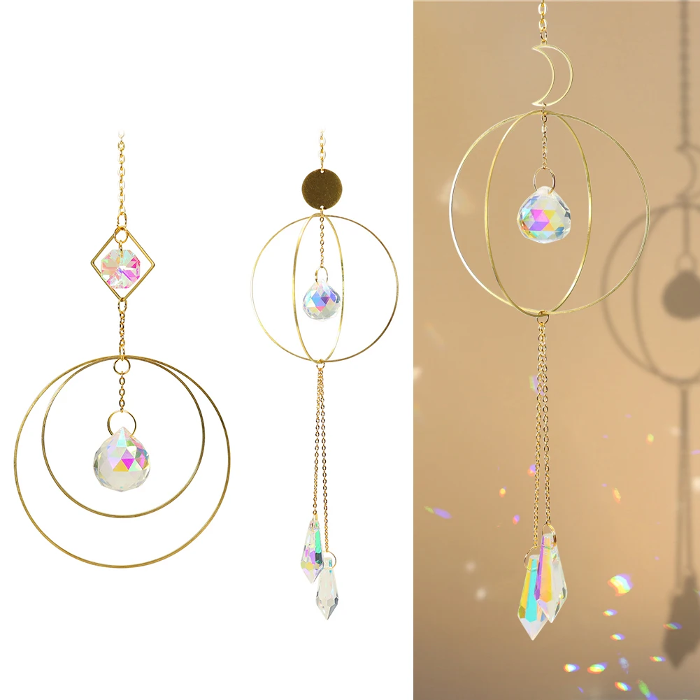

Ball Ring Crystal Sun Catchers Prisms Hanging Rainbow Chaser Lighting Supplies for Window Curtains Pendant Home Garden Car Decor