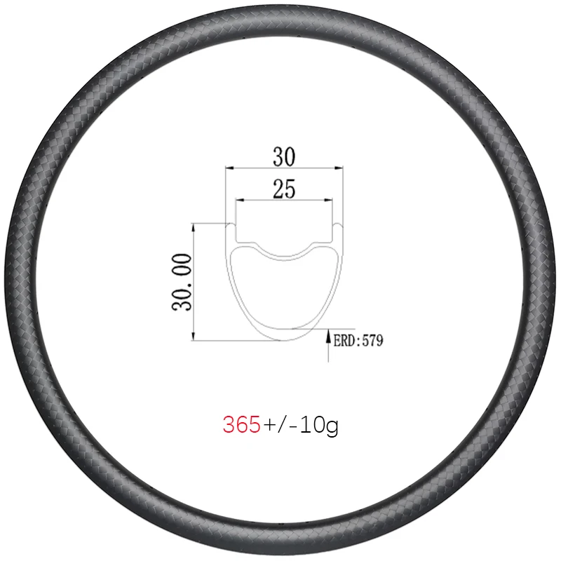 

365 г SL CycleCross CX карбоновый обод 700C диск 30 мм широкоугольный бескамерный безтрубный 30 мм Глубокий полнодорожный гравий углеродное колесо UD 3K 12K