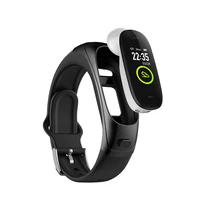 fluxmob v08 pro bluetooth headset smart bracelet 2 in 1 watch with earbuds wristband health monitoring sports earphone and mic