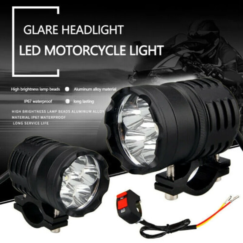 

2PCS LED 60W Universal Motorcycle Waterproof Headlight Spotlight Auxiliary Light Motorcycle LED Spotlight with Switch