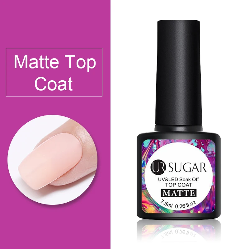 matte coat Ur Sugar 7,5 мл голографический гель для ногтей с блестками лак лазер розовый фиолетовый жемчуг оболочка Полупостоянный замачиваемый УФ Гель-лак для ногтей лак - Цвет: matte coat