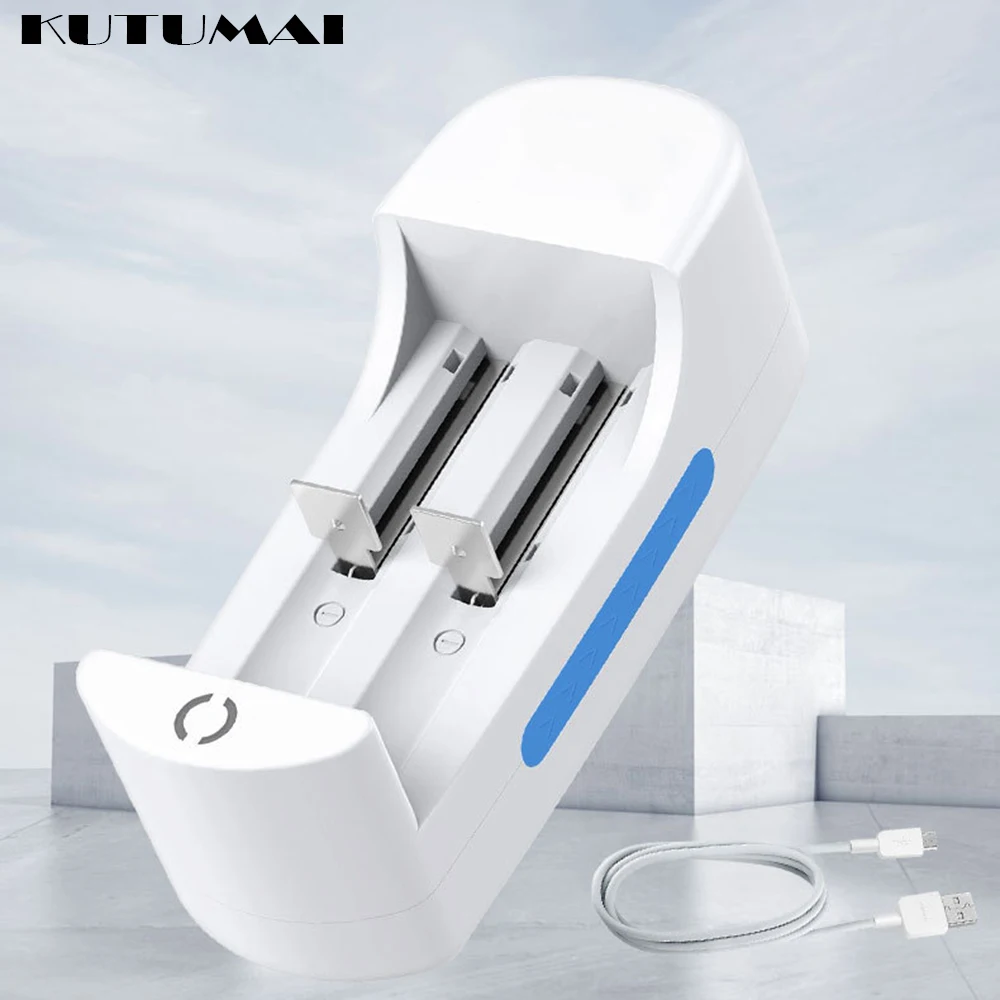 Зарядное устройство для аккумуляторов 18650 умное зарядное с 2 слотами USB 26650 18350 32650