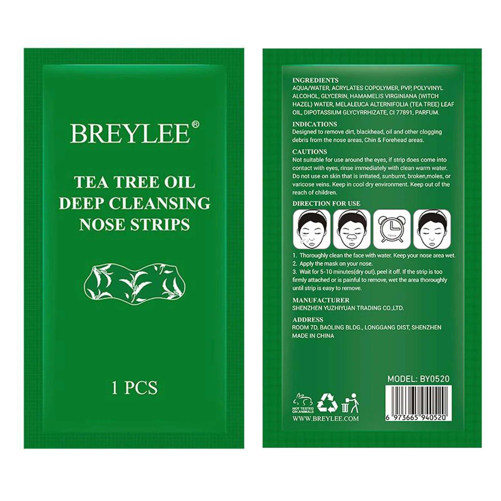 

BREYLEE 10Pcs Nose Pore Strips Face Blackhead Removal Deep Cleansing
