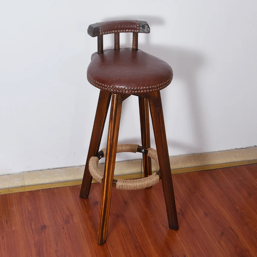 Стул барный поворотный из массива дерева 4 ножки обеденный стул на стойке | Мебель