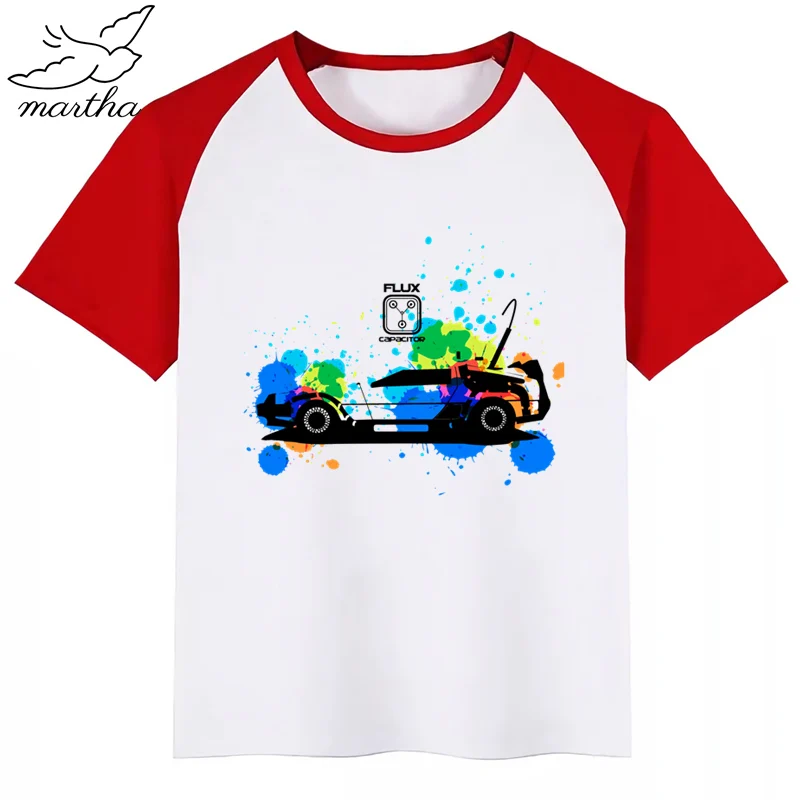 DMC Delorean/Детская футболка с принтом DMC «Назад в будущее» забавная одежда для маленьких мальчиков и девочек детская летняя футболка с короткими рукавами - Цвет: RedH