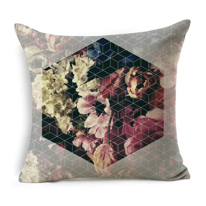 1 шт в форме цветка Pattern Хлопок льняная подушка крышка Гостиная Декоративные