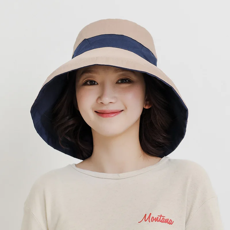 

Outdoor Travel Foldable Bucket Hat Anti-UV Beach Hats French Cloth Wide Brim Sun Fisherman Hats Summer Female Hat