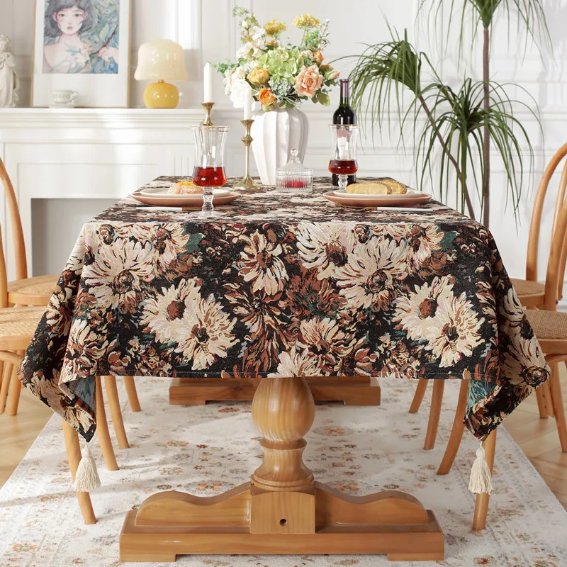 Oils Table Cloth Vintage Polyester Cotton Daisy Tassel Tablecloth Rectangular Coffee Cafe Cover Restaurant Wedding Decor | Дом и сад