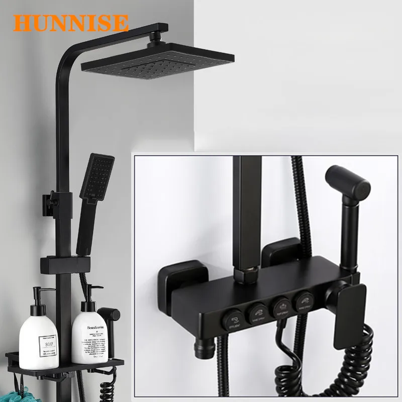 Черный набор для душа ванной медная душевая лейка биде ручной душ из АБС-пластика