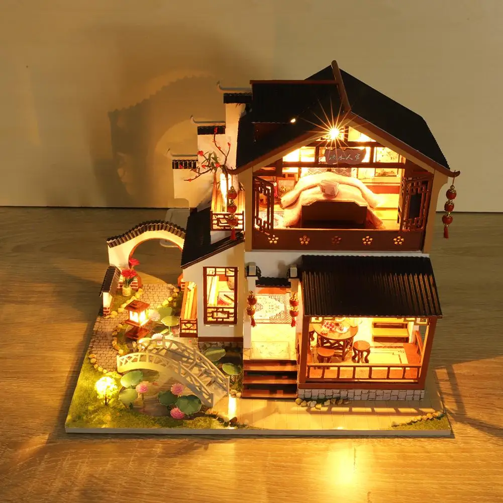 

DIY Dollhouse Kit 3D Handmade Chinese Ancient Building House For Girl Birthday Valentine's Day Gift Home-Decor Craft Collectible