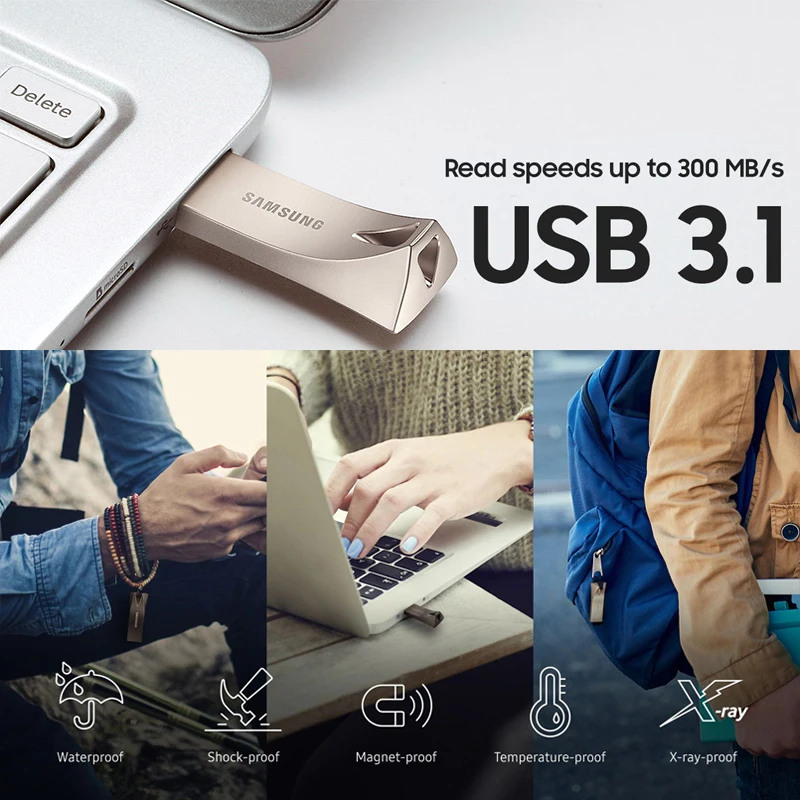 Флеш накопитель SAMSUNG BAR Plus USB 3 1 32 ГБ 64 до 200 МБ/с./с флеш 128 256 флешка совместимый 0/2 0|USB