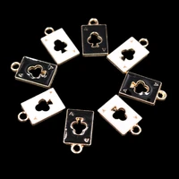 20pcs blackwhite handmade enamel hollow playing card plum blossom a pendant diy charm bracelet earrings jewelry crafts making