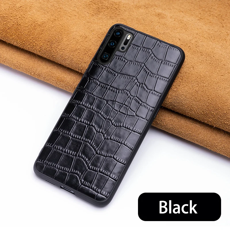 Чехол для телефона huawei P20 P30 lite mate 10 20 Pro Y9 P smart текстурированное покрытие под крокодиловую кожу живота для Honor 8X9X10 20 lite - Цвет: Black