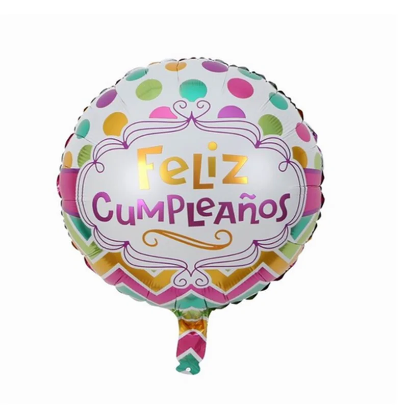 10 шт 18inch FELIZ cumpleaños Фольга воздушные шары ИСПАНИЯ С Днем Рождения Круглый с гелием