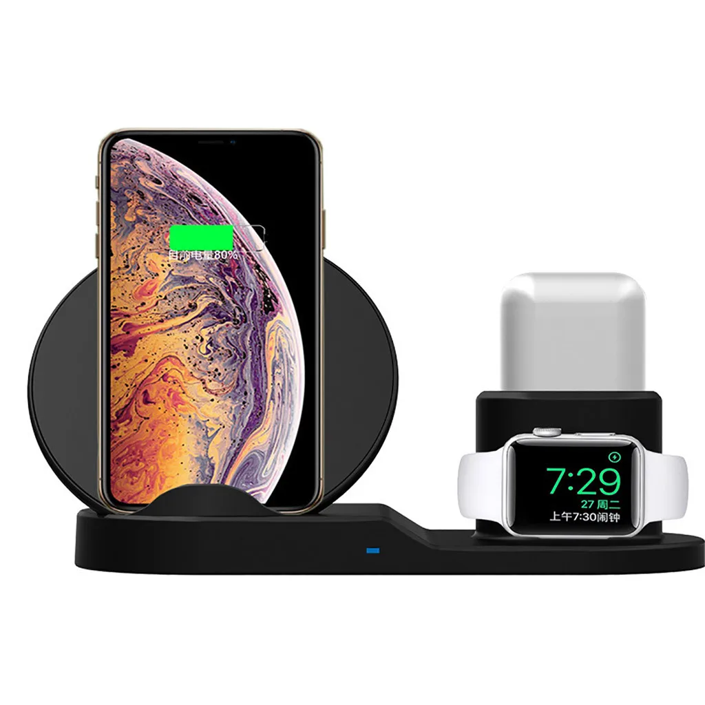 Беспроводное зарядное устройство 3 в 1 с функцией быстрой зарядки для iPhone XR/XS
