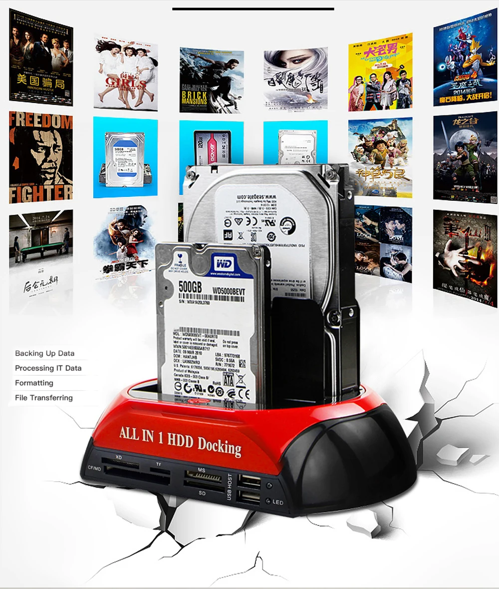 TISHRIC все в одном 3,5 2,5 док-станция AU Hdd Dual IDE SATA USB внешний HD корпус жесткий диск кардридер