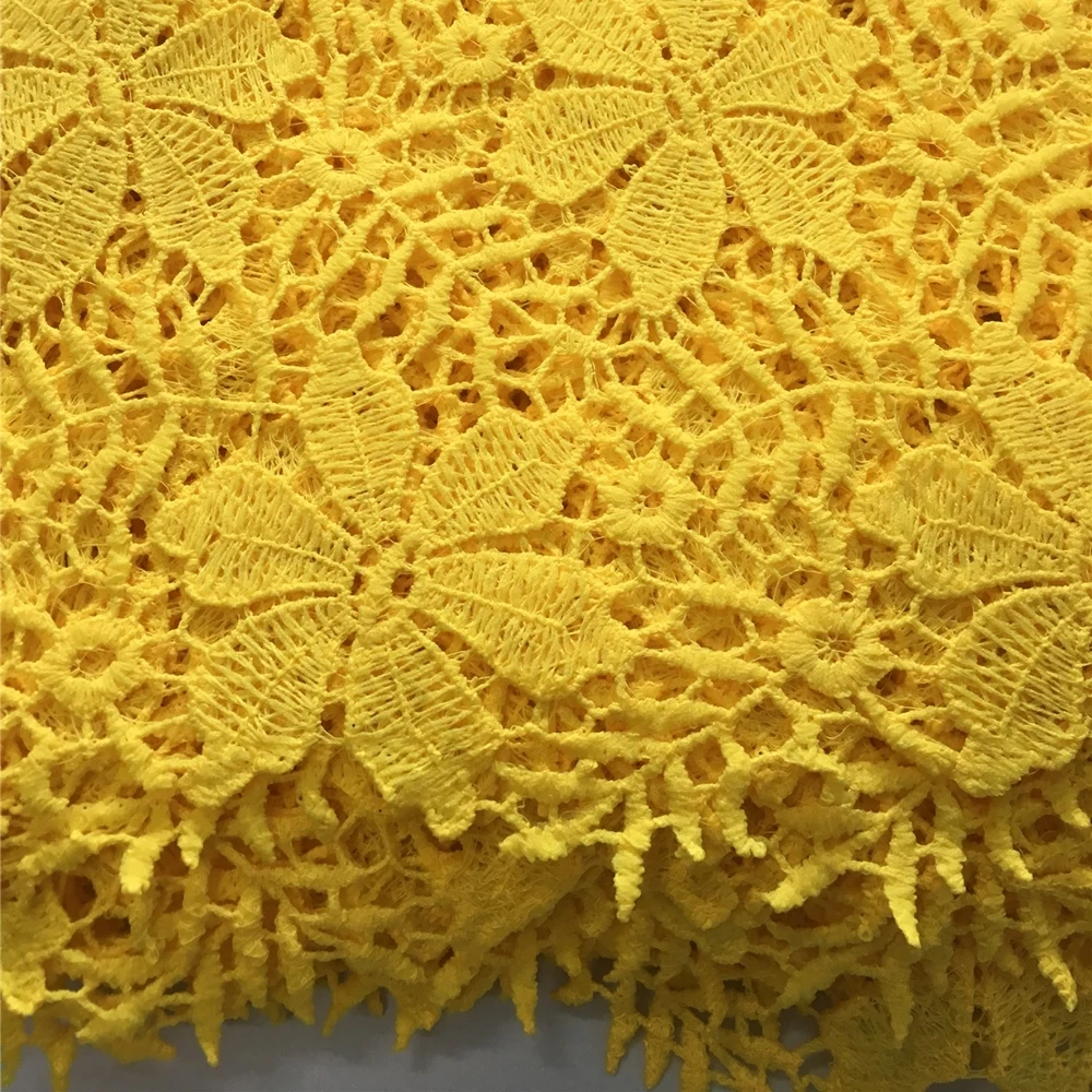 Анна желтая нигерийская гипюровая кружевная Водорастворимая Ткань 2022