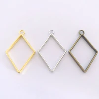 10pcs metal prismatic geometric hollow frame pendant charm uv epoxy resin craft bezel for diy jewelry making accessories