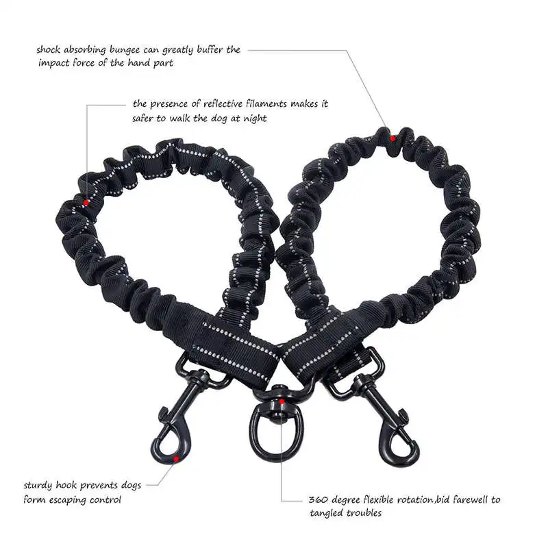 Double Dual Dog Leash No Tangle Lead With Padded Handle For Two Dogs | Дом и сад