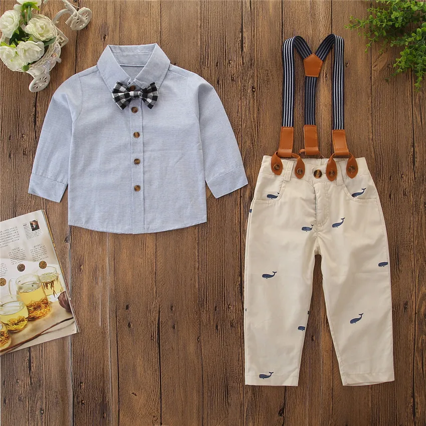 CYSINCOS комплекты одежды для детей осенняя синяя рубашка маленьких мальчиков