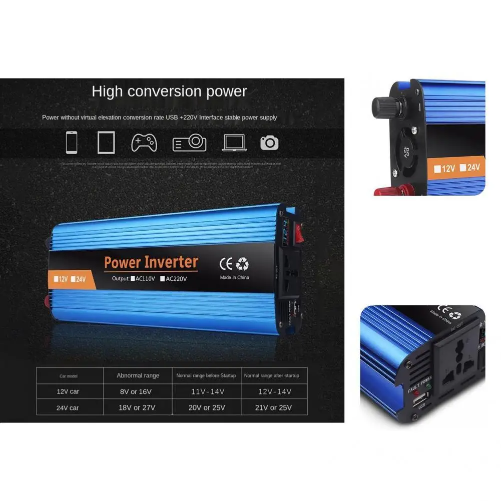 

Plug Play Real-time Monitoring 2400W 12/24/48/60V to 220V Car Power Converter for Outdoor