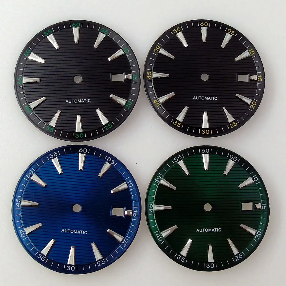 

33.2mm watch dial parts sterile black green blue dial fit for Japan 24 jewels NH35 NH36 Movement stainless steel Luminous