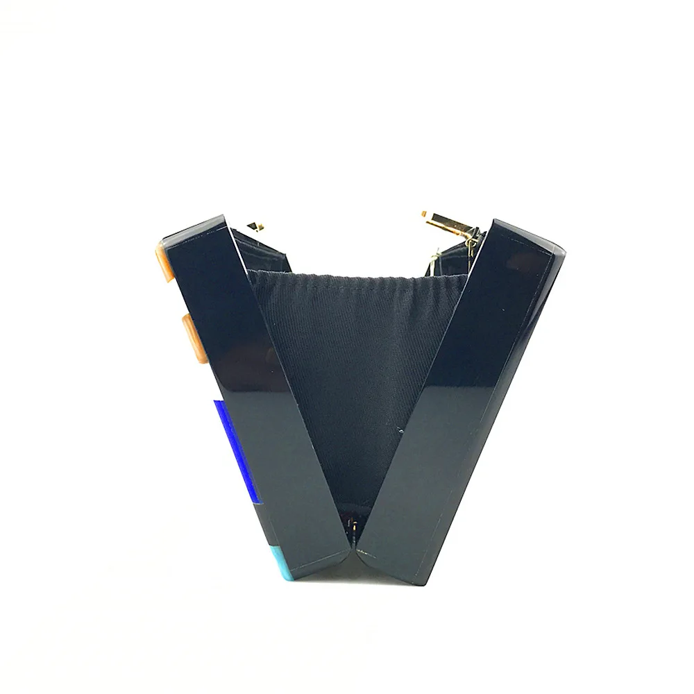 

Hot Selling Acrylic Patchwork Clutch Purse Fashion Women Hard Evening Shoulder Handbags Ladies Party Prom Long Chain Clutches