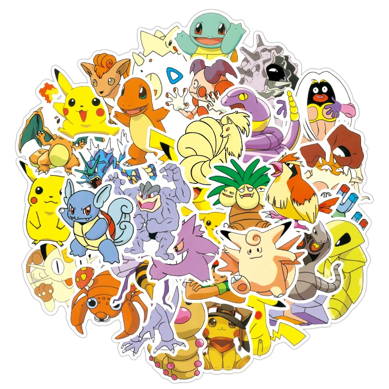 10/50Pcs/set Pokémon Graffiti Cartoon Anime Pikachu Kawaii Sticker Cute Luggage For Fashion Laptop Decals Suitcase Skateboard - купить по