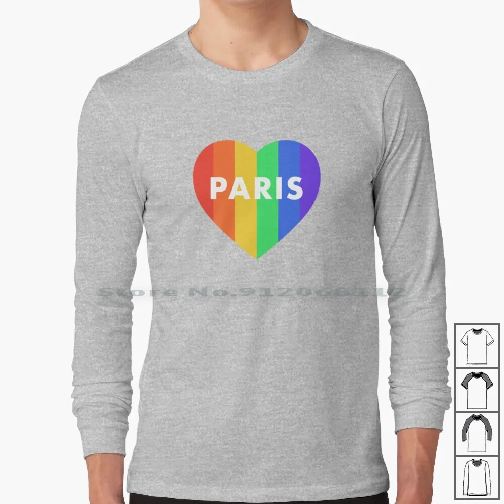 

Paris Pride Heart Long Sleeve T Shirt Paris France Souvenir Heart Love Colours Color Vertical Text Copy Word Word Art Logotype