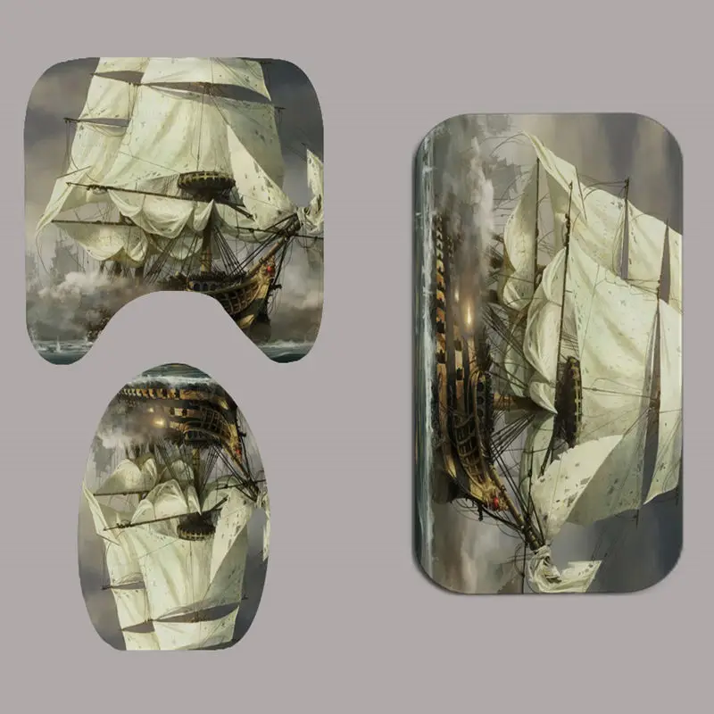 Войны пиратский корабль полиэстер ткань душ Шторы нескользящий коврик для