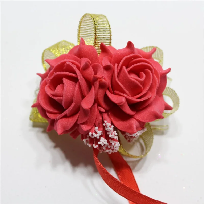 Женский браслет с искусственным цветком свадебный подружки невесты цветами на