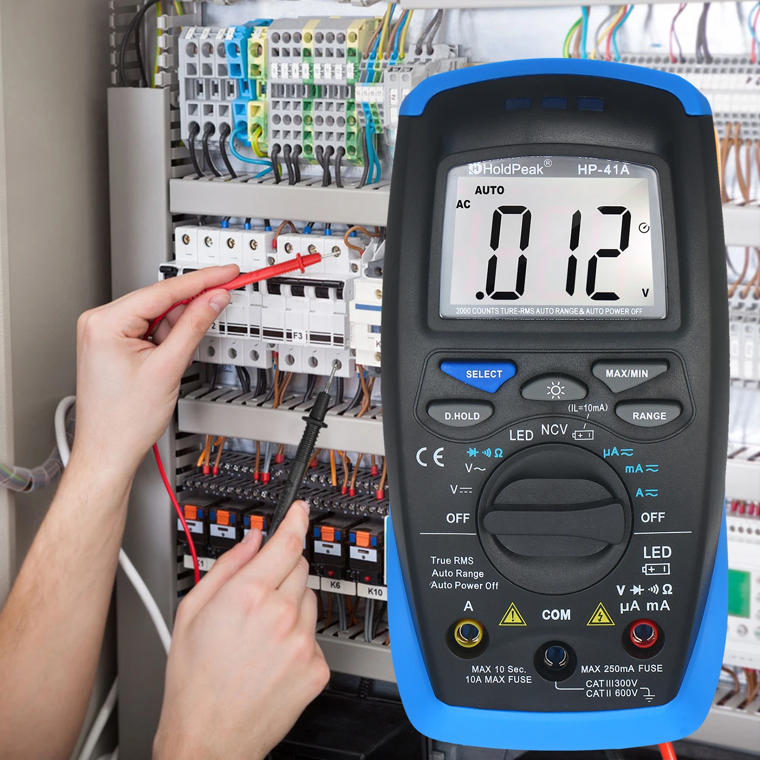 

Holdpeak Digital Multimeter TRMS 2000 Counts LCD Auto Ranging AC/DC Amp Volt Ohm Diode Continuity Voltmeter Multimeter tester
