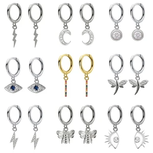 Женские маленькие серьги-гвоздики из серебра 925 пробы, с молнией, лунным глазом, в виде животных, DA491